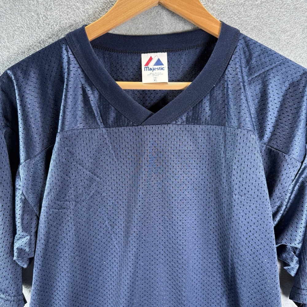 Vintage Majestic Football Practice Jersey Youth XL Blue V Neck Mesh USA Shuffle - Picture 4 of 9